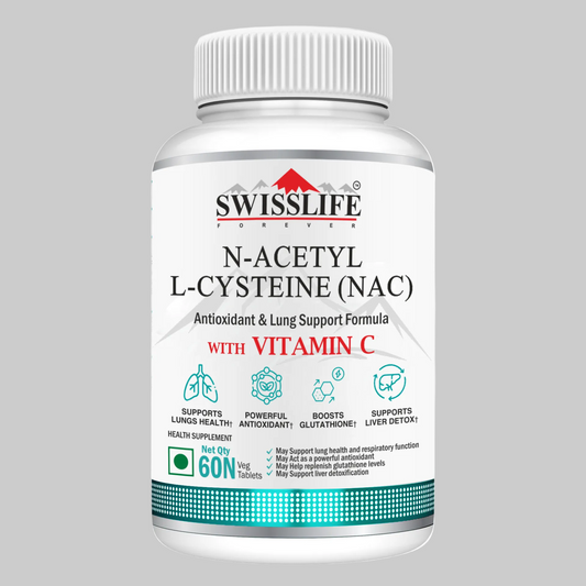 SwissLife Forever N-Acetyl L-Cysteine (NAC) 600mg | Antioxidant & Lung Support Formula for Immunity, Liver Health, and Cellular Protection | 60 Tablets