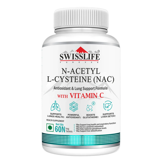 SwissLife Forever N-Acetyl L-Cysteine (NAC) 600mg | Antioxidant & Lung Support Formula for Immunity, Liver Health, and Cellular Protection | 60 Tablets