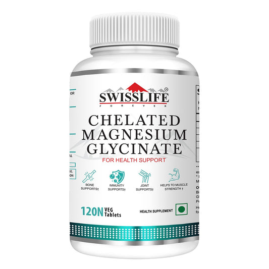 Swisslife Forever Chelated Magnesium Glycinate Tablets | Dietary Supplement with Magnesium & Amino Acids | Supports Bone, Muscle & Heart Health | For Men & Women | 120 Tablets