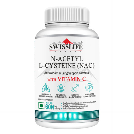 Swisslife Forever N-Acetyl L-Cysteine (NAC) 600mg | Antioxidant & Lung Support Formula for Immunity, Liver Health, and Cellular Protection | 60 Tablets