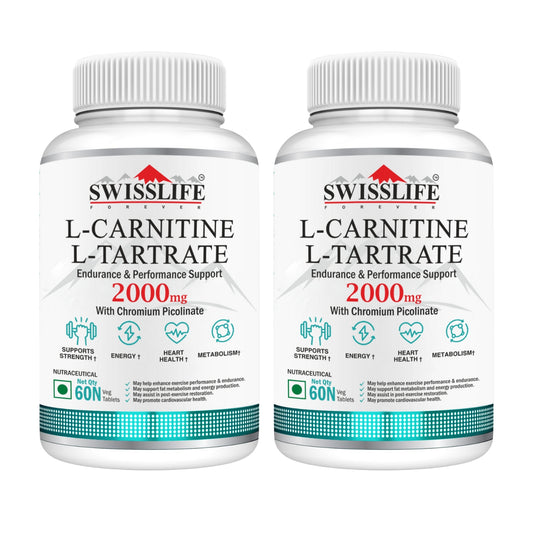 SwissLife Forever L-Carnitine Tartrate 2000mg | May promote cardiovascular health | Health Endurance & Performance Support | 60 Tablets