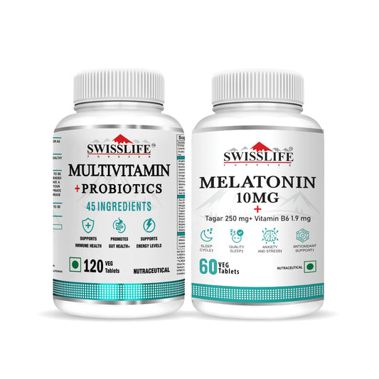 SwissLife Forever combo pack of Multivitamin Probiotics 120 tablets And Melatonin 10 mg+ 60 Tablets