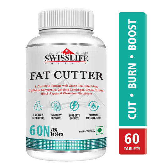 SwissLife Forever Fat Cutter Tablets | Blend of Extract, L-Carnitine Tartrate & Chromium Picolinate | May Support Muscle Recovery & Energy Levels | For Men & Women | 60 Tablets
