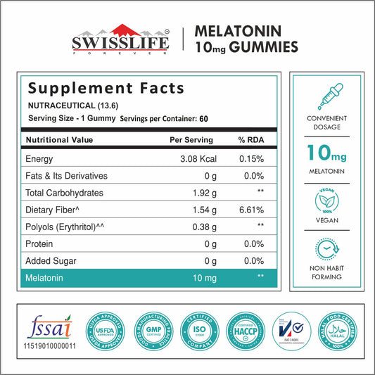 SwissLife Forever | Melatonin 10mg Gummies for Sleep Support + Multivitamin Gummies for Daily Wellness | For Men & Women | Vegan, Sugar-Free, Non-Habit Forming  | 60 Gummies