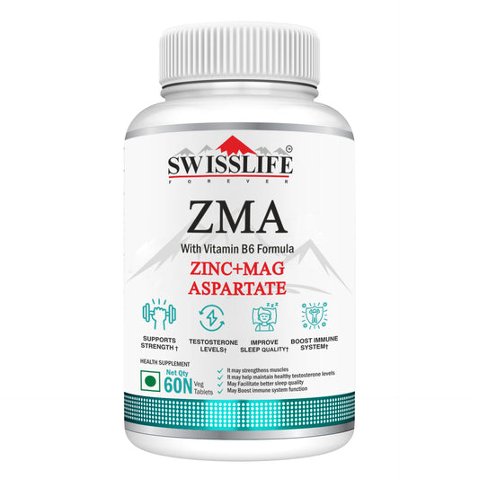 Swisslife Forever ZMA & Zinc Supplement | Magnesium, Zinc & Vitamin B6 Formula for Muscle Recovery, Strength, Sleep Quality & Immunity Support for Men & Women | 60 Tablets
