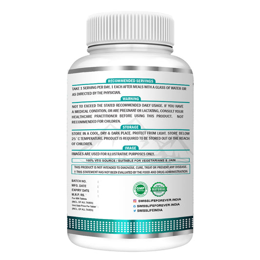 SwissLife Forever Melatonin 10mg+ Tablets with Tagar & Vitamin B6 | Supports Sleep Cycle & Nerve Health | For Men & Women | Non-Habit Forming & Vegan | 60 Tablets