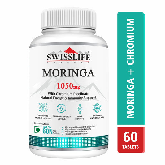 SwissLife Forever Moringa Tablets | Natural Energy & Immunity Support Formula for Digestion, Metabolism, and Overall Wellness | 60 Tablets