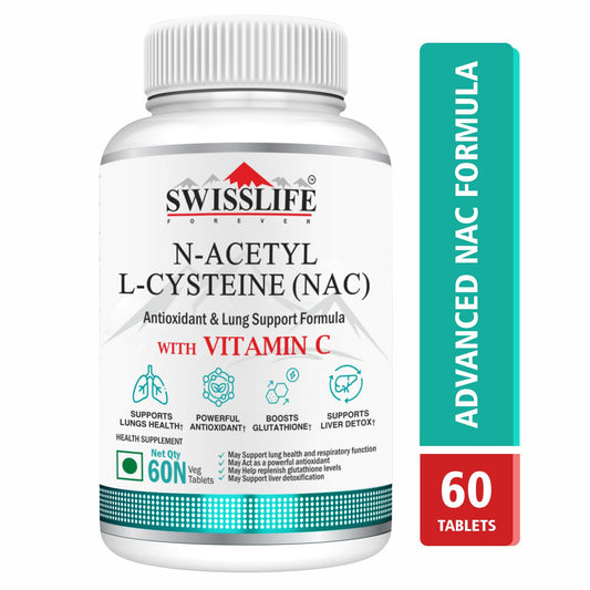 SwissLife Forever N-Acetyl L-Cysteine (NAC) 600mg | Antioxidant & Lung Support Formula for Immunity, Liver Health, and Cellular Protection | 60 Tablets