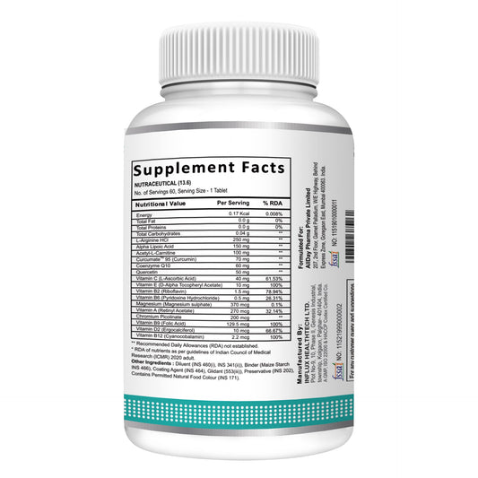 SwissLife Forever Nerve Care Tablets | With Curcumate™ 95 (Curcumin), Coenzyme Q10 & Alpha Lipoic Acid | Supports Nerve Health, Bone Strength, Eye & Skin Wellness | For Men & Women | 60 Tablets