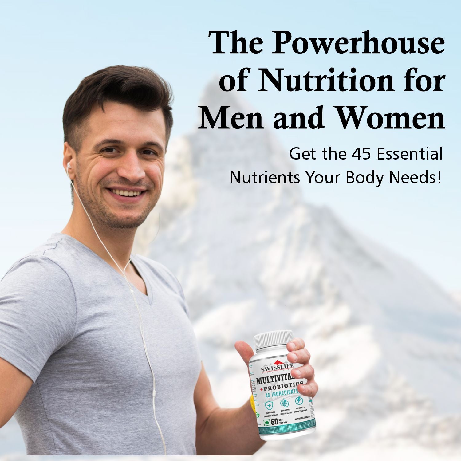 SwissLife Forever Multivitamin with Probiotics | 45 Ingredients with Vitamins A, B Complex, C, D, E, Zinc, Biotin, Minerals & Giloy | For Men & Women | (60 & 120 Tablets)
