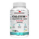 Calcium Magnesium Zinc with Vitamin D3, B12 & K2 | Calcium Tablets for Bone Health & Joint Support – Veg (120 Tablets) for Men & Women