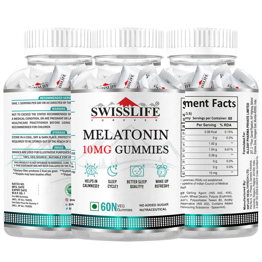 SwissLife Forever | Melatonin 10mg Gummies for Sleep Support for Daily Wellness | For Men & Women | Vegan, Sugar-Free, Non-Habit Forming  | 60 Gummies