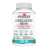 SwissLife Forever Chelated Iron Tablets | Iron, Vitamin C, Zinc, Folic Acid & Vitamin B12 Formula for Anemia Support, Energy, Immunity, and Overall Health for Men & Women | 100 Tablets