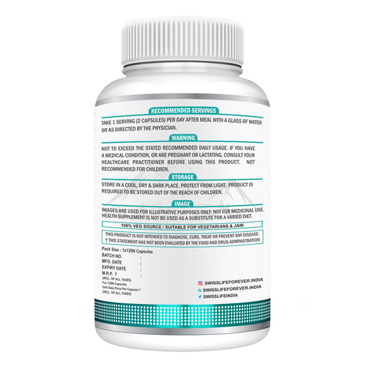 SwissLife Forever L-Arginine with Chromium | Supports Metabolism, Healthy Blood Sugar Levels & Cardiovascular Wellness | For Men & Women | 120 Capsules