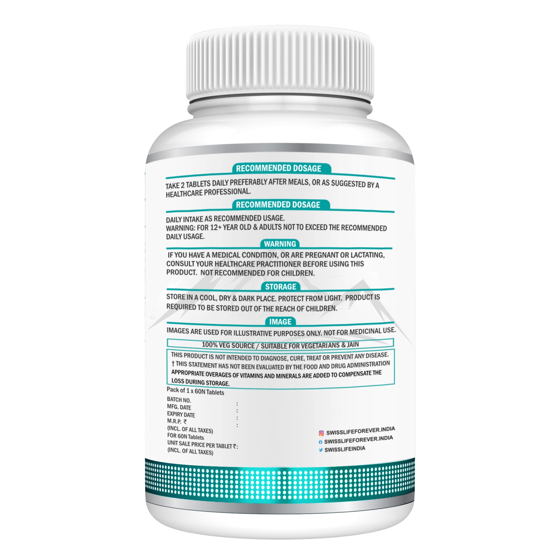 SwissLife Forever L-Carnitine Tartrate 2000mg | May promote cardiovascular health | Health Endurance & Performance Support | 60 Tablets