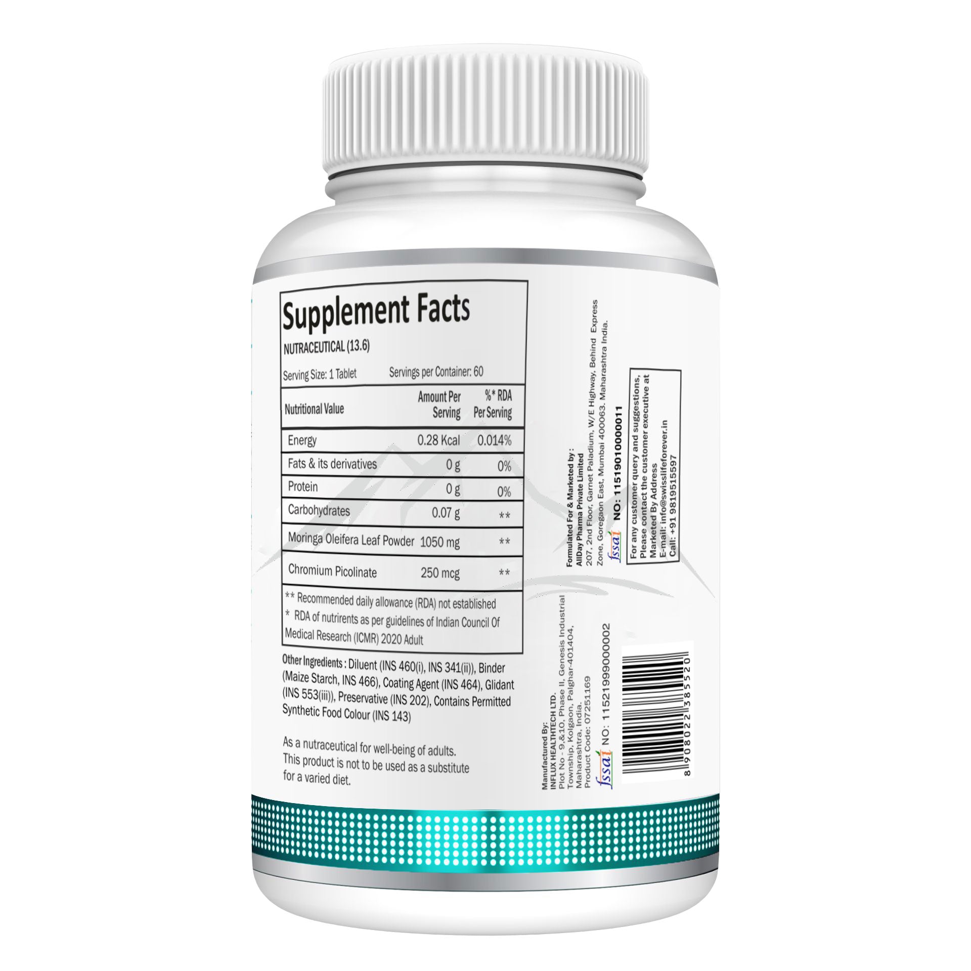 SwissLife Forever Moringa Tablets | Natural Energy & Immunity Support Formula for Digestion, Metabolism, and Overall Wellness | 60 Tablets