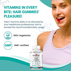 Vitamin Enriched Biotin Hair Gummies for Men & Women | Multivitamin Biotin Hair Gummy - Pack of Vegetarian 60 Gummies