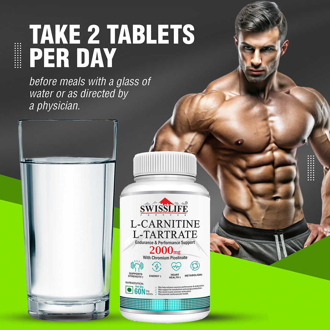 SwissLife Forever L-Carnitine Tartrate 2000mg | May promote cardiovascular health | Health Endurance & Performance Support | 60 Tablets