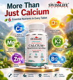 SwissLife Forever Calcium Magnesium Zinc with Vitamin D3, K2 MK7 & B12 | Bone Strength, Immunity & Nerve Health Support | Calcium Supplement for Men & Women | 60 & 120 Tablets