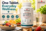 SwissLife Forever Vitamin D3 + K2 (MK7) | Plant-Based Vitamin D3 from Lichen | Supports Immunity, Heart, Muscle & Bone Health | 60 Veg Tablets (Pack of 2)