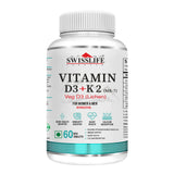 SwissLife Forever Vitamin D3 + K2 (MK7) | Plant-Based Vitamin D3 from Lichen | Supports Immunity, Heart, Muscle & Bone Health | Men & Women |(60 & 120 Tablets)