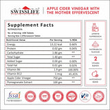 SwissLife Forever Apple Cider Vinegar 750 mg Effervescent Tablets | with Vit.B6, Vit.B12 | Helps with weight management, Supports digestion, No added Sugar | Watermelon flavor (15 Tablets, Pack of 4)