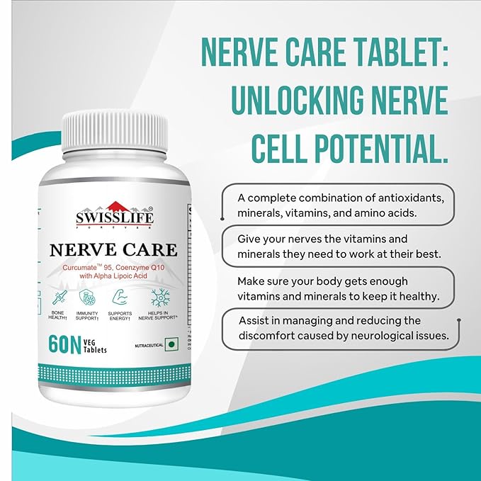SwissLife Forever Nerve Care Tablets | Nerve Care Multivitamins Supplements with Curcumate 95 & Alpha Lipoic Acid – Pack of (60 Tablets- Pack of 2) For Men & Women