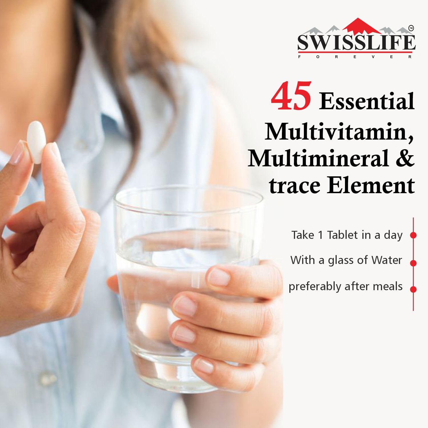 SwissLife Forever Multivitamin with Probiotics | 45 Ingredients with Vitamins A, B Complex, C, D, E, Zinc, Biotin, Minerals & Giloy | For Men & Women | 60 Tablets (Pack of 2)