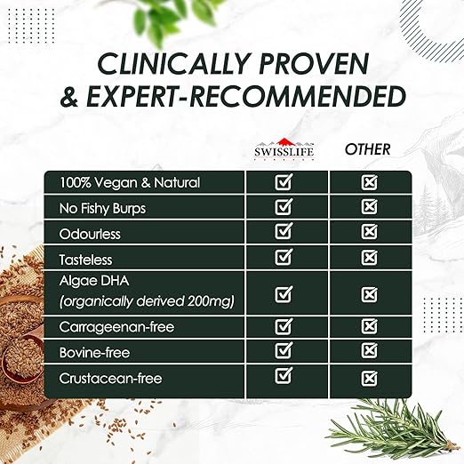 SwissLife Forever Plant Based Vegan Omega 369 with Algal DHA | Support Brain, Nerve, Heart & Immune Health | Healthy Skin for Men & Women (90 Capsules, Pack of 2)