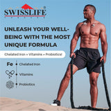SwissLife Forever Chelated Iron with Folic Acid & Vitamin C | Enriched with Probiotics, Vitamin B6, B9 & B12 | Supports Hemoglobin, Energy & Immunity | 60 Veg Capsules (Pack of 2)