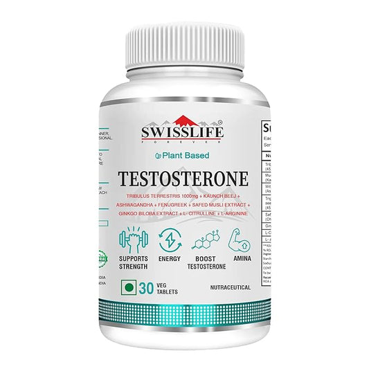 Testosterone Supplement for Men | Tribulus 1000mg, Ashwagandha, L-Citrulline & Kaunch Beej | Plant-based | Improves Muscle Strength, Boosts Stamina, Energy & Performance Support | Veg Tablet