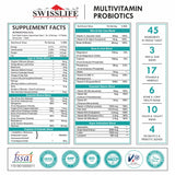 SwissLife Forever Multivitamin with Probiotics | 45 Premium Ingredients | Vitamins A, B Complex, C, D, E, Zinc, Biotin & Giloy | For Men & Women| 120 Tablets (Pack of 2)