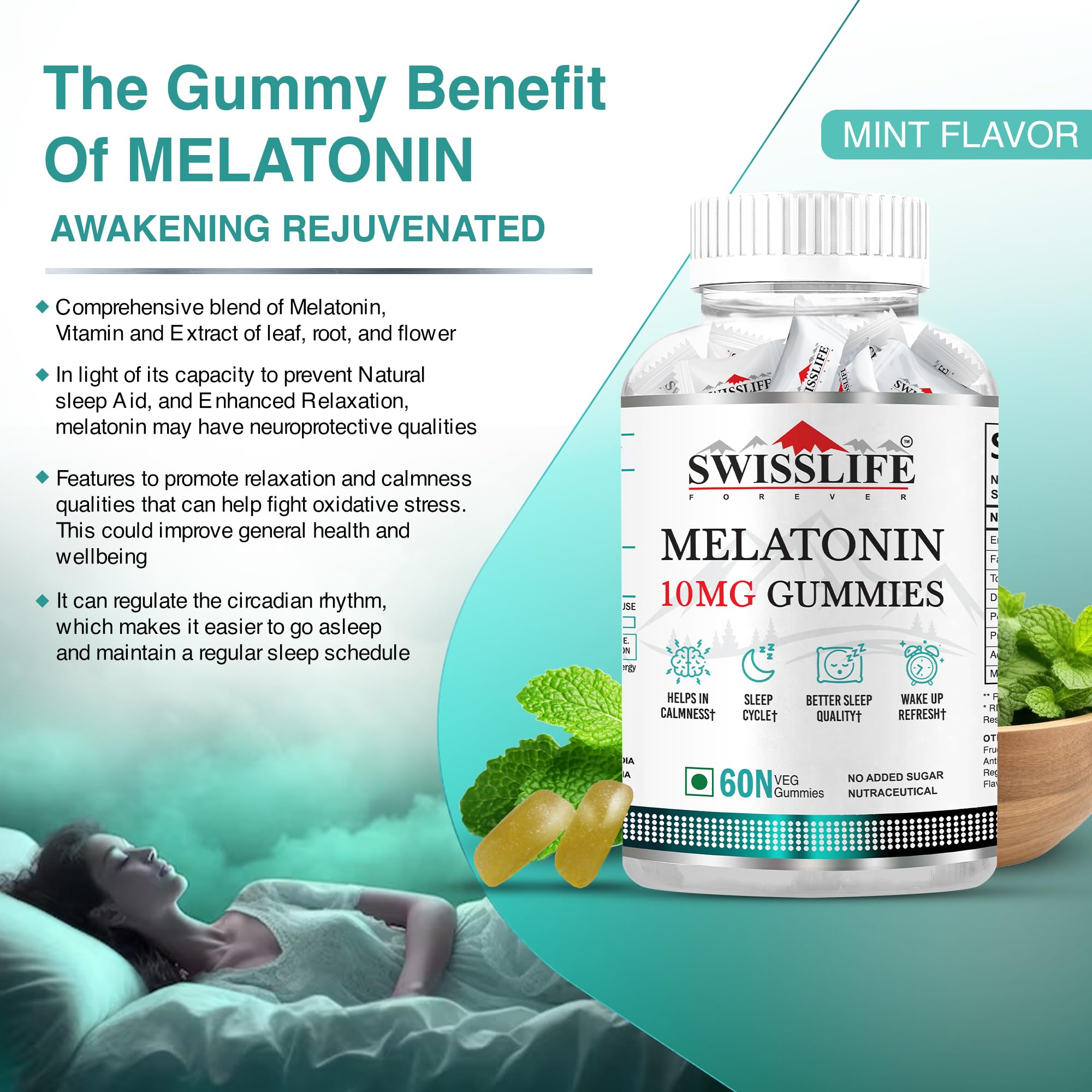 SwissLife Forever | Melatonin 10mg Gummies for Sleep Support + Multivitamin Gummies for Daily Wellness | For Men & Women | Vegan, Sugar-Free, Non-Habit Forming  | 60 Gummies (Pack of 2)