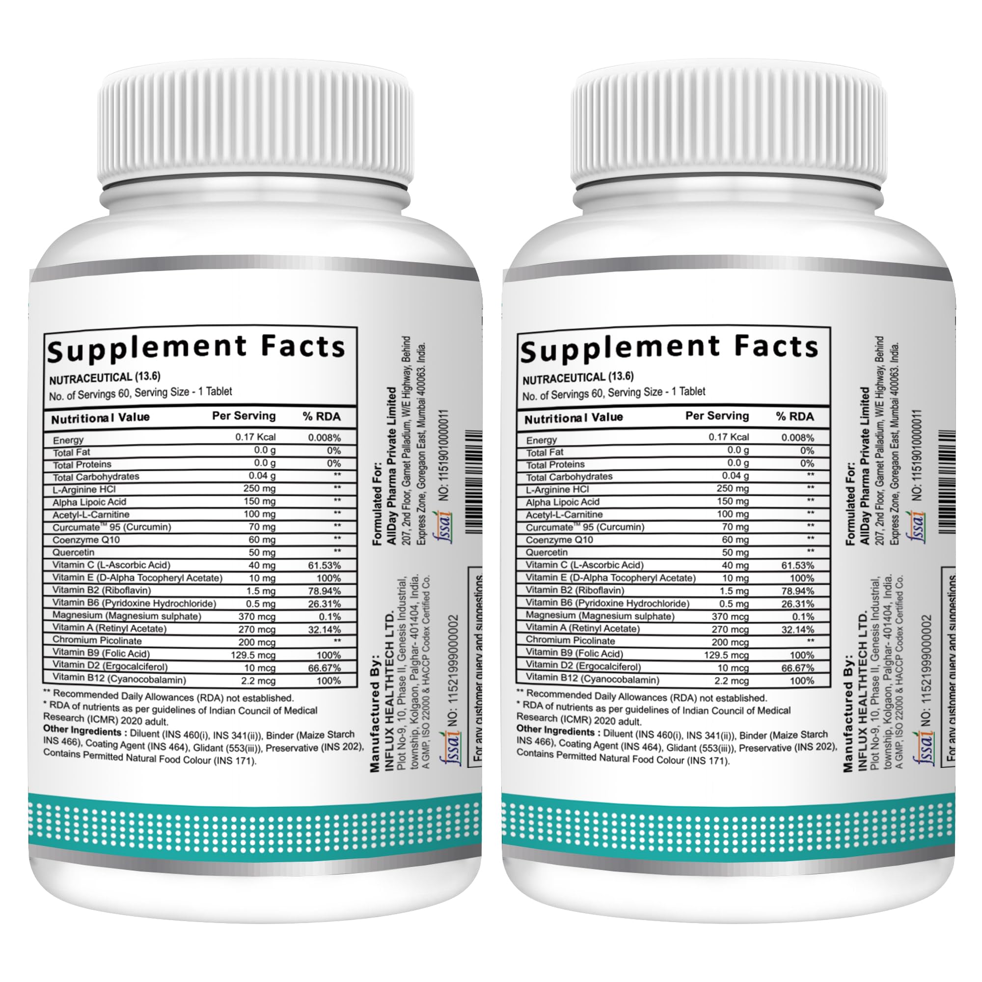 SwissLife Forever Nerve Care Tablets | Nerve Care Multivitamins Supplements with Curcumate 95 & Alpha Lipoic Acid – Pack of (60 Tablets- Pack of 2) For Men & Women