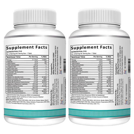 Nerve Care Tablets | Nerve Care Multivitamins Supplements with Curcumate 95 & Alpha Lipoic Acid – Pack of (60 Tablets- Pack of 2) For Men & Women