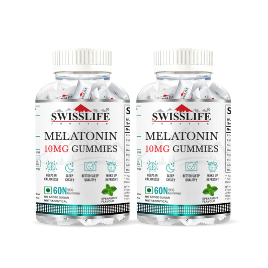 SwissLife Forever | Melatonin 10mg Gummies for Sleep Support + Multivitamin Gummies for Daily Wellness | For Men & Women | Vegan, Sugar-Free, Non-Habit Forming  | 60 Gummies (Pack of 2)