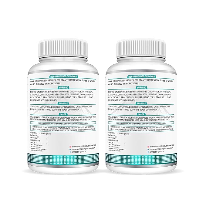 SwissLife Forever L-Arginine 1000mg with Chromium Picolinate | Supports Metabolism, Blood Sugar Balance & Heart Health | Pre-Workout Energy Booster | For Men & Women | 120 Vegan Capsules (Pack of 2)