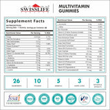 SwissLife Forever Multivitamin Gummies with Folic Acid & Vitamin C | Enriched with Vitamins A, D, E, B6, B9, B12 | Sugar-Free | Supports Immunity & Overall Health | 60 Veg Gummies (Pack of 2)