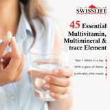 SwissLife Forever Multivitamin with Probiotics | 45 Ingredients with Vitamins A, B Complex, C, D, E, Zinc, Biotin, Minerals & Giloy | For Men & Women | (60 & 120 Tablets)