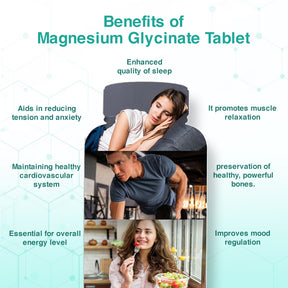 Chelated Magnesium Glycinate | Dietary Tablets | 2000mg For Health Support – Veg (120 Tablets) for Men & Women