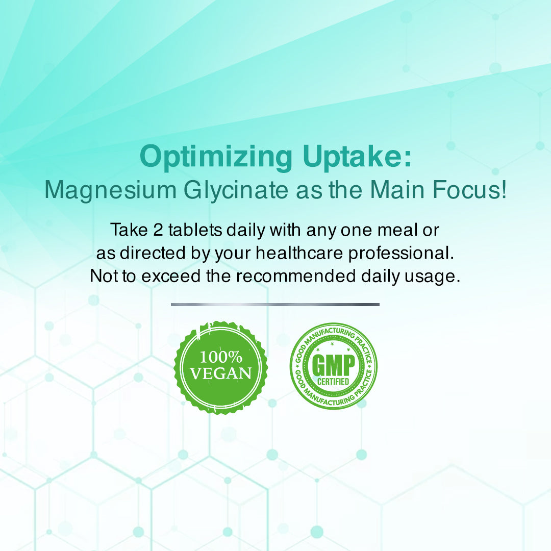 Chelated Magnesium Glycinate | Dietary Tablets | 2000mg For Health Support – Veg (120 Tablets) for Men & Women