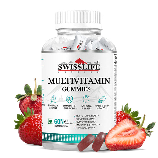 SwissLife Forever Multivitamin Gummies with Folic Acid & Vitamin C | Enriched with Vitamins A, D, E, B6, B9, B12 | Sugar-Free | Supports Immunity & Overall Health | 60 Veg Gummies