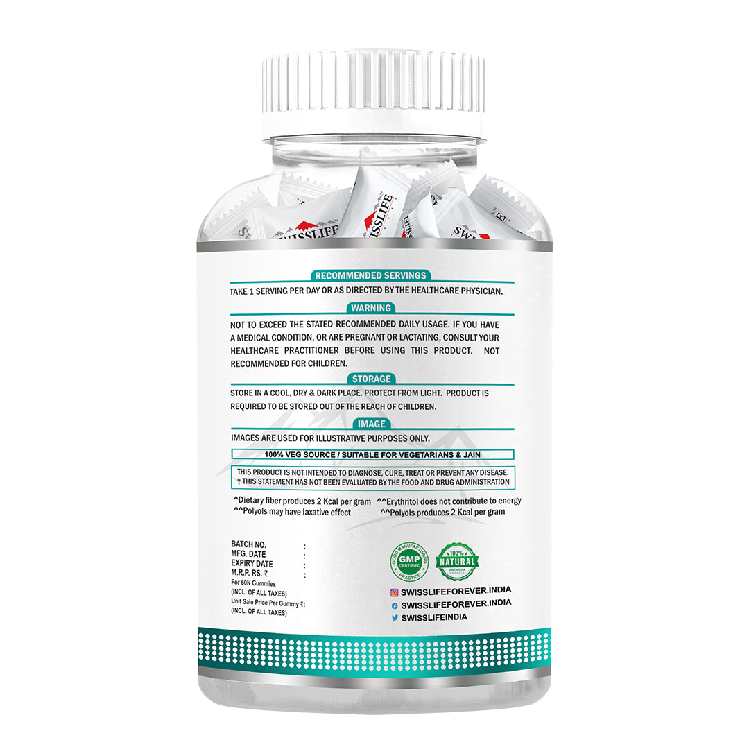 SwissLife Forever Multivitamin Gummies with Folic Acid & Vitamin C | Enriched with Vitamins A, D, E, B6, B9, B12 | Sugar-Free | Supports Immunity & Overall Health | 60 Veg Gummies