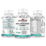 SwissLife Forever Multivitamin Gummies with Folic Acid & Vitamin C | Enriched with Vitamins A, D, E, B6, B9, B12 | Sugar-Free | Supports Immunity & Overall Health | 60 Veg Gummies