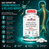 SwissLife Forever Chelated Magnesium Glycinate Tablets | Dietary Supplement with Magnesium & Amino Acids | Supports Bone, Muscle & Heart Health | For Men & Women | 120 Tablets