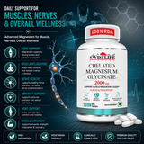 SwissLife Forever Chelated Magnesium Glycinate Tablets | Dietary Supplement with Magnesium & Amino Acids | Supports Bone, Muscle & Heart Health | For Men & Women | 120 Tablets