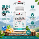 SwissLife Forever Calcium Magnesium Zinc with Vitamin D3, K2, MK7 & B12 | Bone Strength & Immunity Support for Men & Women | 120 Tablets (Pack of 2)