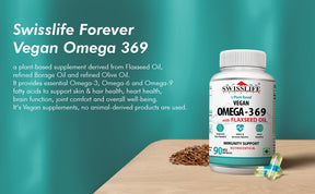 Plant Based Vegan Omega 3 6 9 with Flaxseed Oil – Pack of (90 Capsules) for Men & Women