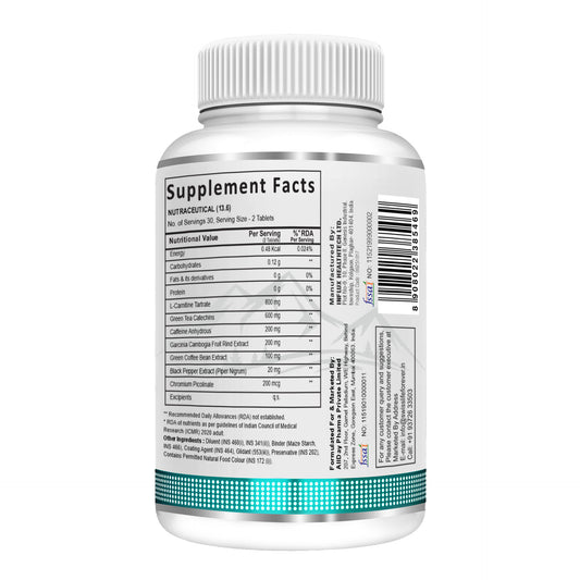 Swisslife Forever Fat Cutter Tablets | Blend of Extract, L-Carnitine Tartrate & Chromium Picolinate | May Support Muscle Recovery & Energy Levels | For Men & Women | 60 Tablets