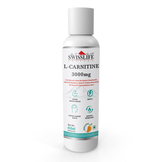SwissLife Forever L-Carnitine Liquid | With Vitamin B Complex | May Support Healthy Nervous System, Stress Management & Focus | For Men & Women | 450ML